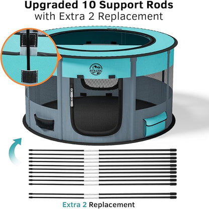 Playpen for Dogs, 44"*44"*24" Large Foldable Pet Play Pens Indoor Outdoor Exercise Pen with Carrying Case Food Bowl for Cat Puppy Rabbit Grey