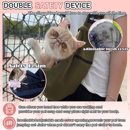 NATUYA Pet Dog Sling Carrier - Dog Sling with Net Bag for Carrier Dogs Cats-Hands Free Pet Bag-Buckle net Pocket pet Bag (Black)
