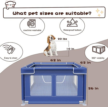 Dog Playpen 42 × 42 Inch, Puppy PlayPen with Gate for Puppies, Small and Medium Dogs, Pet PlayPen for Outdoors & Indoors