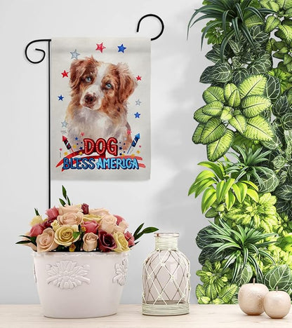 Breeze Decor Patriotic Red Australian Shepherd Garden House Flag-Kit Dog Puppy Spoiled Paw Canine Fur Pet Nature Farm Animal Creature Banner Small Yard Gift Double-Sided, Made in USA