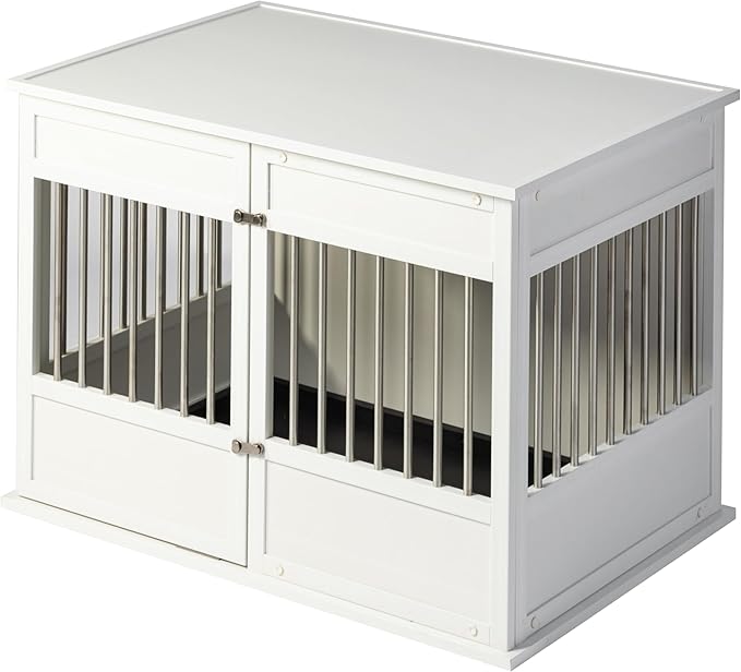 New Age Pet Horizon Pet Crate - Durable ECOFLEX with Stainless Steel Spindles, Bone-Shaped Latches, Easy Access Door, Stylish Design, 10-Year Warranty, Available in 3 Sizes & 2 Colors