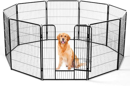 Dog Playpen, 8 Panel 40” Height Puppy Fence Exercise Pen for Yard Gate, Indoor Outdoor Heavy Duty Anti-Rust Metal Playpens with Doors Portable for RV Camping - Small/Medium/Large Pets