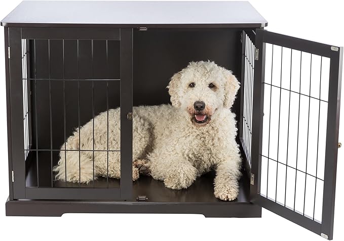 TRIXIE 38.7" Indoor Dog Crate, Wooden Crate Table for Dogs Up to 66 lb, Large Dog Kennel, Perfect in Any Room, Brown