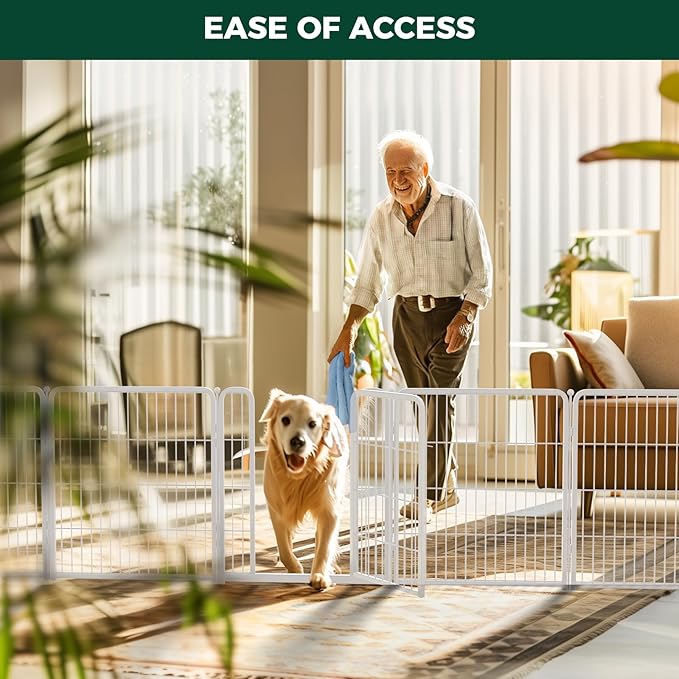 FXW Homeplus Dog Playpen for Indoor Use - Stress-Free and Safe Play, Heavy Duty 32 Inch 6 Panels Dog Pen for Puppies, Small and Medium Dogs, White│Patented