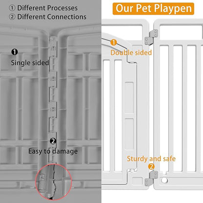 Pet Playpen with Door Dog Foldable Puppy Playpen for Puppies and Small Dogs 6-Panels Easy Assemble Easy Storing for Indoor and Outdoor (6 Panels)