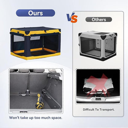 A4Pet Foldable Dog Crate, Collapsible Dog Crate - 30 Inch Adjustable Stainless Steel FrameLightweight, Durable and Collapsible Crate with 3-Door, Portable Dog Kennel