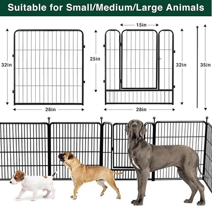 Dog Playpen Outdoor, 16 Panels 32" H Dog Pen Indoor, Metal Dog Fence Outdoor, Pet Fence for Large/Medium/Small Dogs, Indoor Puppy PlayPen, Dog Fence Exercise Pen for RV,Camping,Yard