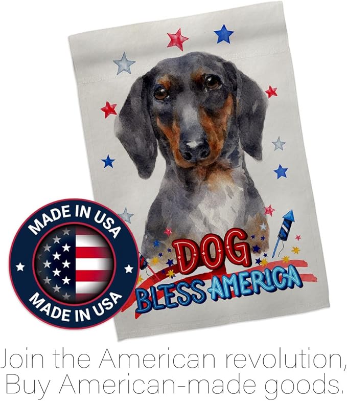 Breeze Decor Patriotic Black Tan Dachshund House Flag Set Dog Puppy Spoiled Paw Canine Fur Pet Nature Farm Animal Creature Decoration Banner Small Garden Yard Gift Double-Sided, Made in USA