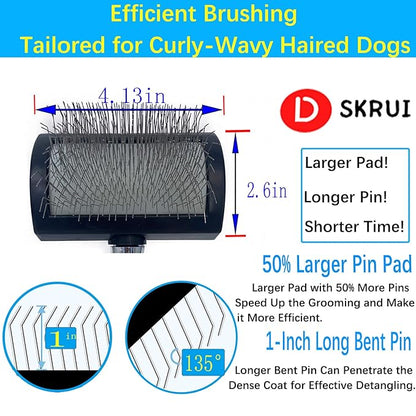 Extra Long Pin Slicker Brush for Dogs - Great for Grooming Doodle, Poodle, Husky, Goldendoodle,Alaska, Bernedoodle, Labradoodle - Best for Medium to Long Haired Dogs