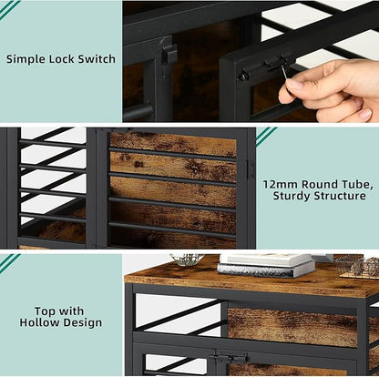 YITAHOME 24" Dog Crate Furniture with Wheels, Farmhouse Decorative Wood Dog Cage End Table Chew-Resistant Wooden Dog Kennel Indoor for Small Dogs, Rustic Brown