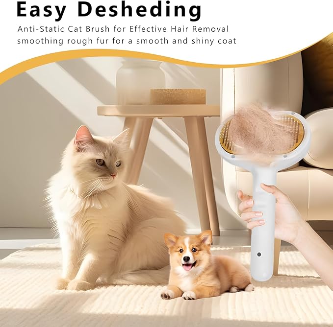 Pet Steam Brush for Dog & Cat – 3-in-1 Spray Hair Removal Comb – Steam for Shedding & Grooming – Water Brush for Long & Short Haired Pets – Spritz Defur Comb – Includes Waterless Shampoo