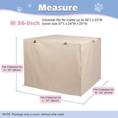 Deblue Heavy-Duty Dog Crate Cover, Privacy Pet Kennel Cover Universal Fits for 36 Inches Wire Cage, Polyester Crate Cover Fit for 1 2 3 Doors Crate (Tan)