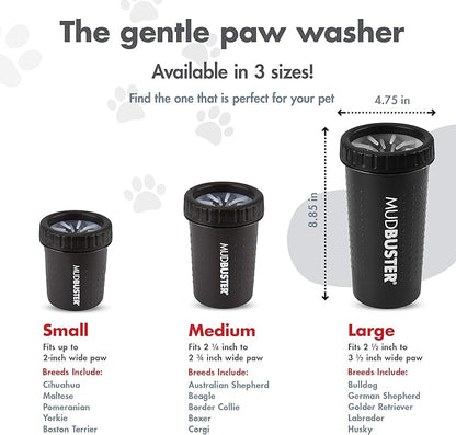 Dexas MudBuster Portable Dog Paw Washer/Paw Cleaner, Large, Matte Black- Special Edition (PW72025-22WP)