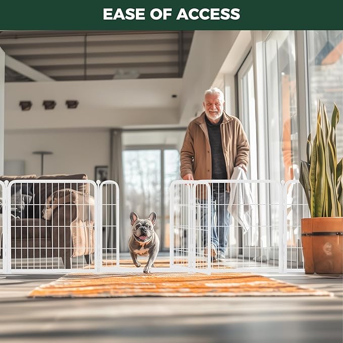 FXW Homeplus Dog Playpen for Indoor Use - Stress-Free and Safe Play, Heavy Duty 24 Inch 6 Panels Dog Pen for Puppies and Small Dogs, White│Patented