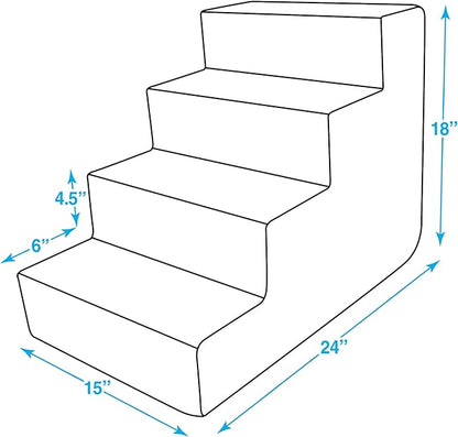 Best Pet Supplies Dog Stairs for Small Dogs & Cats, Foam Pet Steps Portable Ramp for Couch Sofa and High Bed Non-Slip Balanced Indoor Step Support, Paw Safe No Assembly - Brown Linen, 4-Step