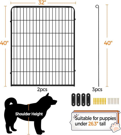 Yaheetech Dog Playpen Outdoor, 40 inch 2 Panels Dog Pen Indoor Heavy Duty Puppy Exercise Pen Metal Pet Fence for RV Camping/Yard/Garden