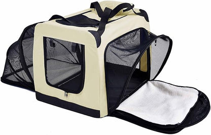 Pet Life Hounda Accordion Metal Framed Soft Folding Expandable Dog Crate - Collapsible Folding Pet Crate or Dog Kennel with Triple Expansion Room