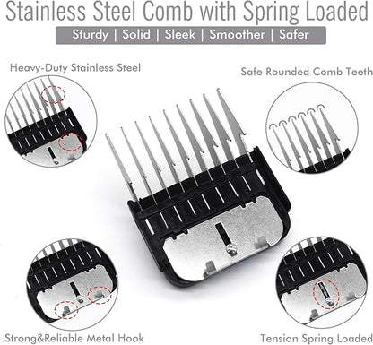 Professional A5 Style Animal Clipper Stainless Steel Color-Coded Snap-on Attachment Guard Guide Comb, 1/8"-1" Compatible with Wahl KM Series Oster A5 Andis Detachable Blade Pet Groomers (#5 - 5/8")