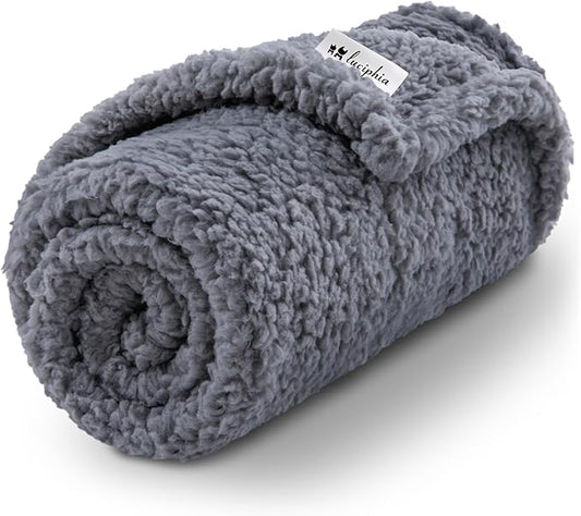 Luciphia Premium Fleece Dog Puppy Blanket Soft Pet Sherpa Calming Cat Blanket Throw for Small Medium Dog Cat(Grey,57x40 inches)