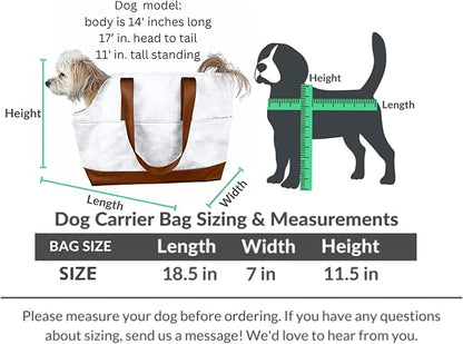 Luxury Dog Purse Carrier for Small Dogs, Faux Leather Pet Carrier Purse, Secure Harness Clip, Dog Tote Bag Carrier for Small Dogs and Puppies - White