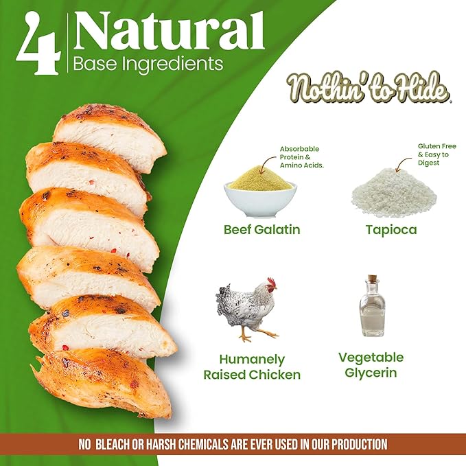 Fieldcrest Farms Nothin to Hide Flip Chips Dog Chews - Natural Rawhide Alternative Treats for Dogs, Collagen Based Snack for Moderate Chewers Up to 35lbs, Chicken Flavor - 2 Packs (16 Chips)