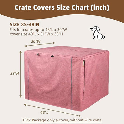 HiCaptain Pink Dog Crate Cover for 48 Inches Wire Crates, Heavy-Duty Polyester Indoor Dog Kennel Cover Universal Fit for 1 2 Doors Standard Metal Cage (Upgrade Two-Tone Pink)