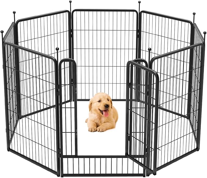 FXW Rollick Dog Playpen for Yard, RV Camping, 40 inch 8 Panels for Medium and Large Dogs│Patented