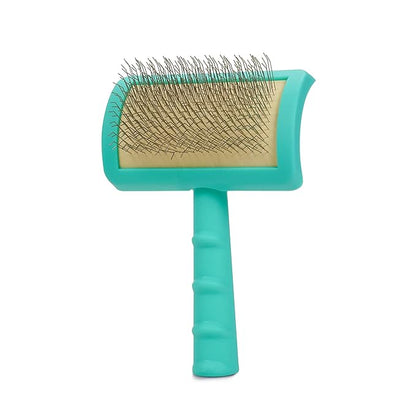 Jelly Pet Universal Slicker Brush for Dogs, Dog Grooming Brush, Remove Tangles and Dead Undercoat, Tuffer Than Tangles, Maltese Shi-Tzu Poodle Bichon, Firm Pins, Teal, Small