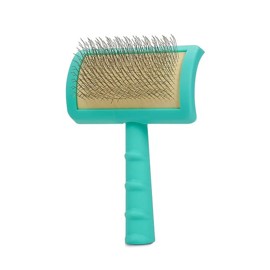 Jelly Pet Universal Slicker Brush for Dogs, Dog Grooming Brush, Remove Tangles and Dead Undercoat, Tuffer Than Tangles, Maltese Shi-Tzu Poodle Bichon, Firm Pins, Teal, Small
