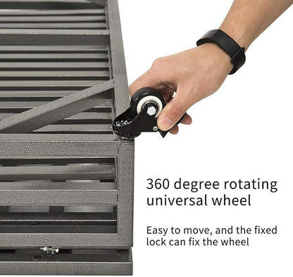 KELIXU 46” Heavy Duty Dog Crate Large Dog Cage Metal Dog Kennels and Crates for Large Dogs Indoor Outdoor with Locks, Lockable Wheels and Removable Tray, Easy to Install, Black