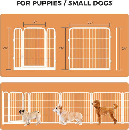 FXW Homeplus Dog Playpen for Indoor Use - Stress-Free and Safe Play, Heavy Duty 24 Inch 6 Panels Dog Pen for Puppies and Small Dogs, White│Patented