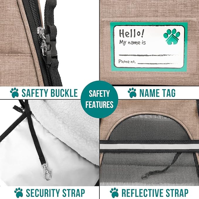 PetAmi Airline Approved Pet Carrier for Cat, Soft Sided Dog Carrier for Small Dog, Cat Travel Supply Accessories Indoor Cat, Ventilated Pet Carrying Bag Medium Large Kitten Puppy, Small Heather Taupe