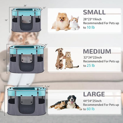 Portable Dog Playpen,Foldable Dog Cat Kennel Tent Cage,Dog Cat Rabbit Crates for Travel Water-Resistant Breathable Shade Cover,Indoor Outdoor Travel Camping Use for Small Puppy Pet Green L