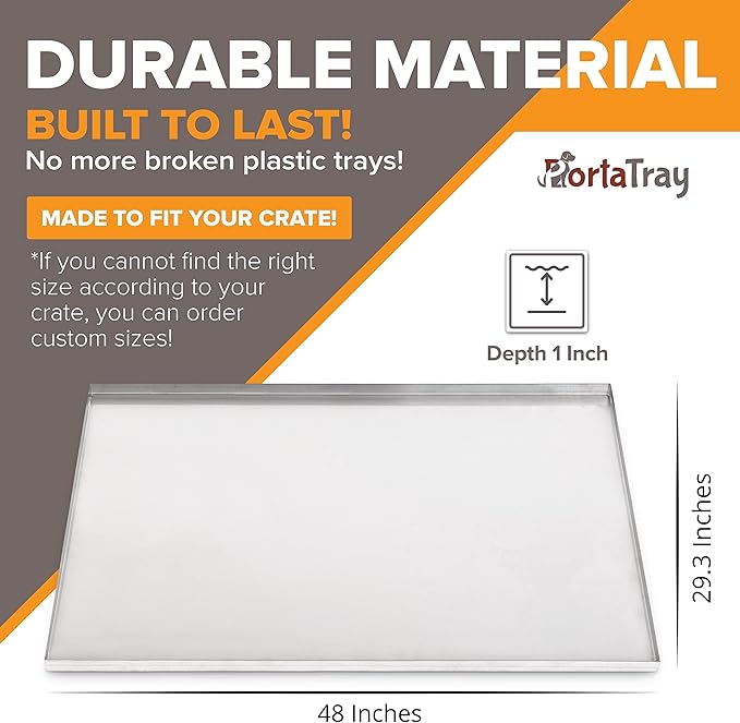 You & Me Replacement Dog Crate Pan Chew Proof and Crack Proof Pet Kennel Tray Pan Metal Pan for Dog Cage Training Crate Pan Pet Supplies (Galvanized, 48 x 29.3 x 1)