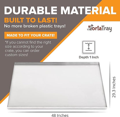 You & Me Replacement Dog Crate Pan Chew Proof and Crack Proof Pet Kennel Tray Pan Metal Pan for Dog Cage Training Crate Pan Pet Supplies (Galvanized, 48 x 29.3 x 1)