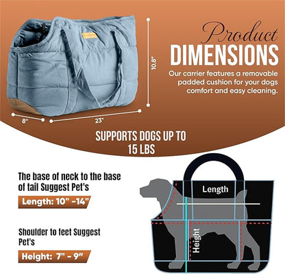 Cozy Plush Pet Carrier Purse - Secure Harness Clip, Lightweight Tote Design for Small Dogs and Puppies (Light Blue)