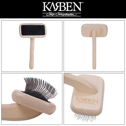 Chris Christensen Karben II Slicker Brush for Dogs, Groom Like a Professional, Ideal For All Coat Types, Remove Shedding Coat, Tangles and Dead Undercoat, 17 mm Stainless Steel Pins, Small