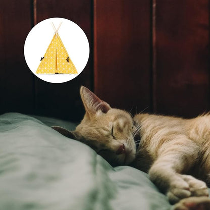 POPETPOP Dog Teepee Tent : Cat Teepee Triangle Pet Teepee Washable Cat Teepee Tent Indoor Dog House for Small Dogs