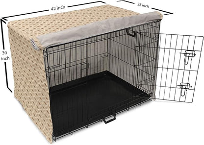 Lunarable Contemporary Brown Dog Crate Cover, Horizontal Rhombus and Zigzag, Easy to Use Pet Kennel Cover for Medium Large Dogs, 42 Inch, Pastel Brown Champagne