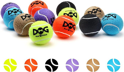 Squeaky Tennis Balls for Dogs Colorful Easy Catching Pet Toy Balls 12 Pack (2.5inch-6colors)
