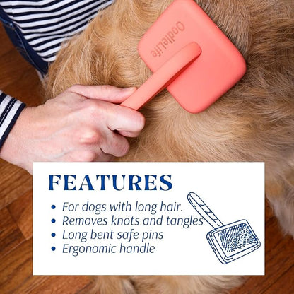 Slicker Brush for Grooming Shedding Medium & Long Haired Dogs - Pin Brush for Poodles, Goldendoodles and Doodle Breeds (Large)
