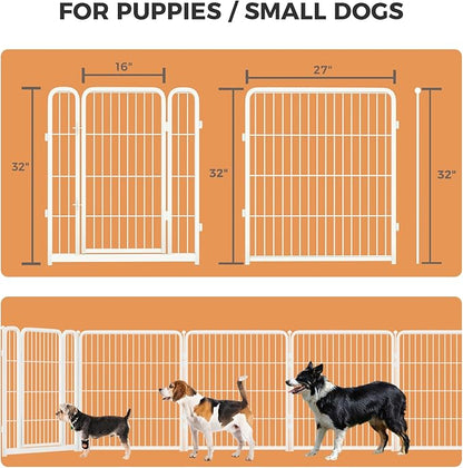 FXW Homeplus Dog Playpen for Indoor Use - Stress-Free and Safe Play, Heavy Duty 32 Inch 12 Panels Dog Pen for Small and Medium Dogs, White│Patented