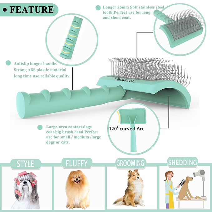 Super Dense Soft Brush for Thick and Long Fur - Doodle Grooming Brush for Fluff, Shedding, Tangles on Goldendoodles - 25mm (1")