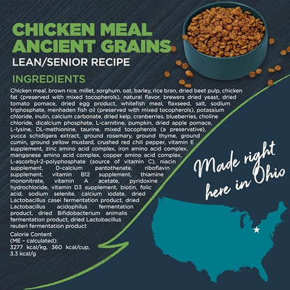 Blackwood Lean/Senior Dry Dog Food, Chicken Meal with Ancient Grains, 24 Pound Bag for Weight Management and Muscle Mass Maintenance