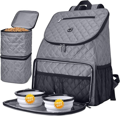 BAGLHER Dog Travel Bag,Airline Approved Pet Supplies Backpack, Dog Travel Backpack with 2 Silicone Collapsible Bowls and 2 Food Baskets.