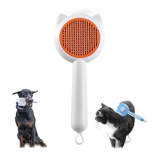 Light Weight Soothing Massaging Brush - Comfort and Untangle Cats and Dogs, Remove Hair, Easy Clean (White)
