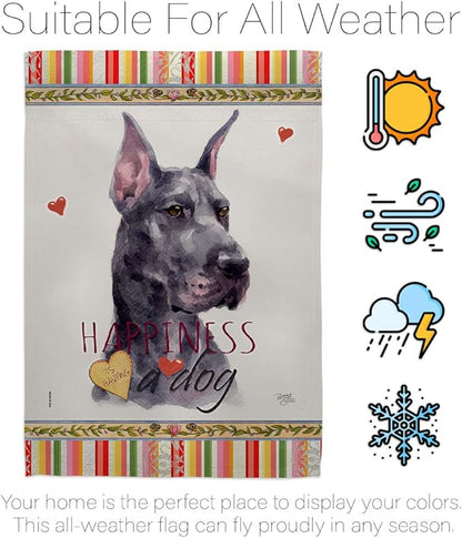 Breeze Decor Cropping Black Dane Happiness House Flag-Pack Dog Puppy Spoiled Paw Canine Fur Pet Nature Farm Animal Creature Support Our Troops Garden Yard Gift Double-Sided, Made in USA