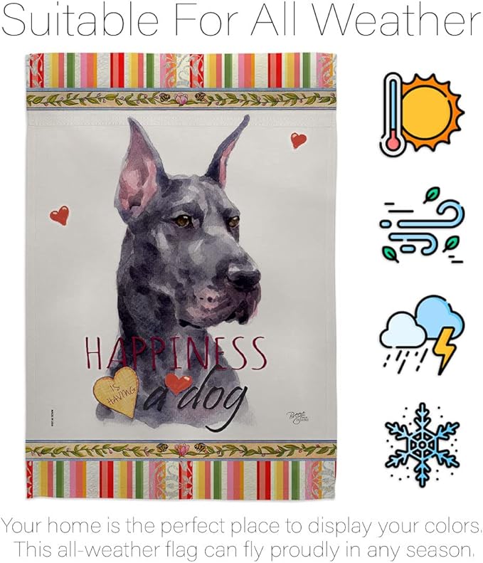 Breeze Decor Cropping Black Dane Happiness House Flag-Eagle Set Dog Puppy Spoiled Paw Canine Fur Pet Nature Farm Animal Creature Banner Small Garden Yard Gift Double-Sided, Made in USA