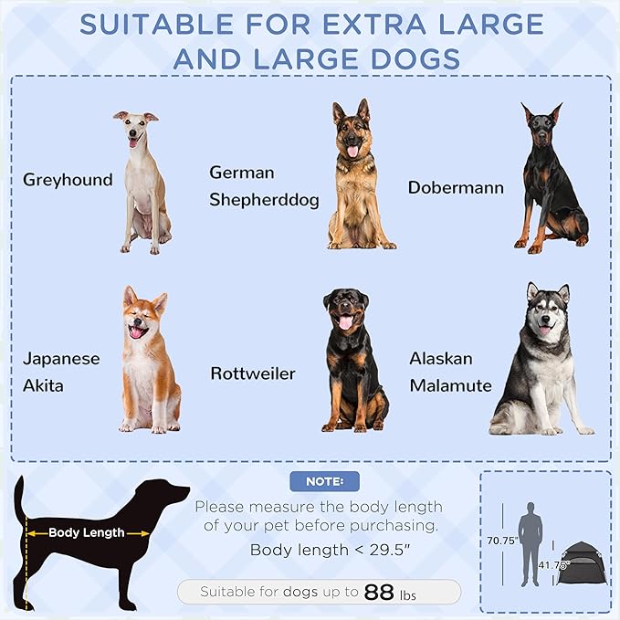 PawHut Pop Up Dog Tent for Extra Large and Large Dogs, Portable Pet Camping Tent with Carrying Bag for Beach, Backyard, Home