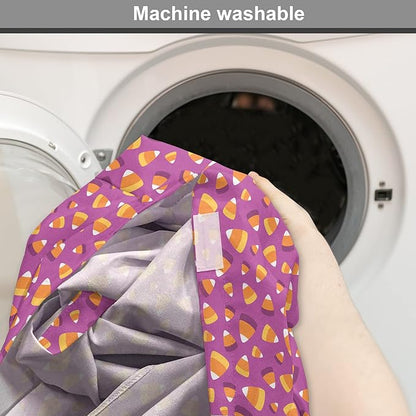 Lunarable Candy Corn Dog Crate Cover, Continuing Interpretation of Triangular Sugary Elements, Easy to Use Pet Kennel Cover for Cats & Medium Dogs, 30 Inch, Fuchsia Apricot